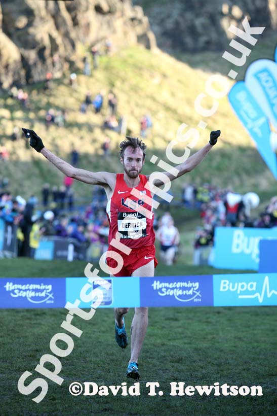 Chris Derrick (USA) wins the senior mens 8k BUPA Great Edinburgh Cross Country. Photo: David T. Hewitson/Sports for All Pics